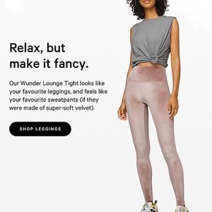 NWT pink velvet wonder under lululemon leggings